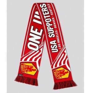 Ruffneck Scarves USA Support Tour Soccer‎ Scarf Red White One Unit Fringed Knit